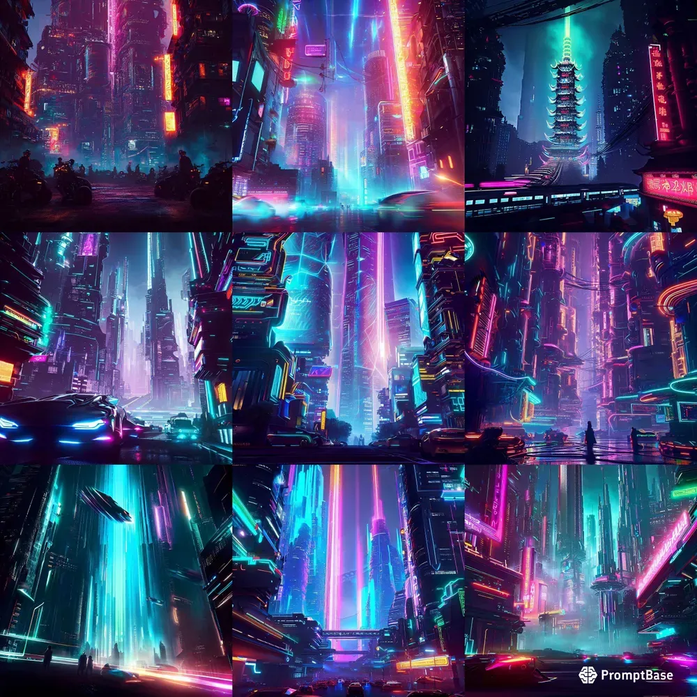 Neon Cyberpunk Cityscapes