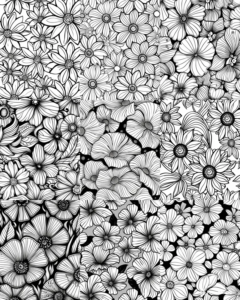 Flowers Zentangle Pattern Coloring Pages