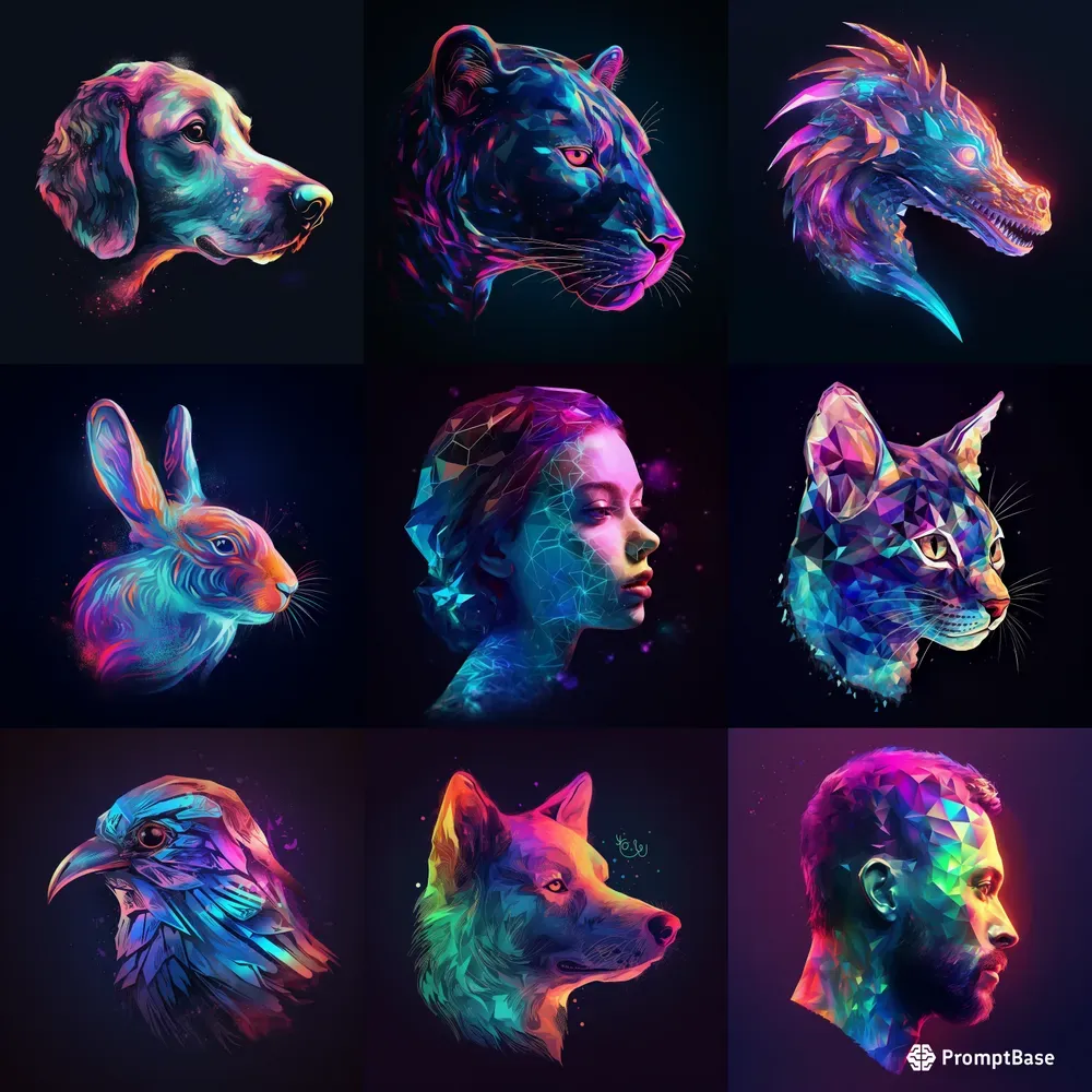 Gallagraphic Neon Heads In Profile