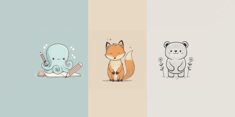 Adorable Hand Drawn Animal Doodles generated by undefined