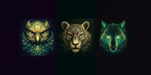 Animal Faces In Ornate Mandala Style generated by midjourney