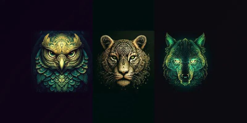 Animal Faces In Ornate Mandala Style generated by undefined