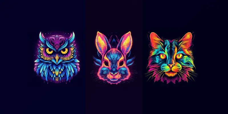 Colorful Animal Portrait Design Graphics generated by undefined