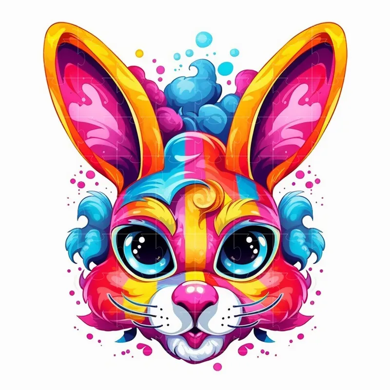 Stylized Lisa Frank Animal Illustrations