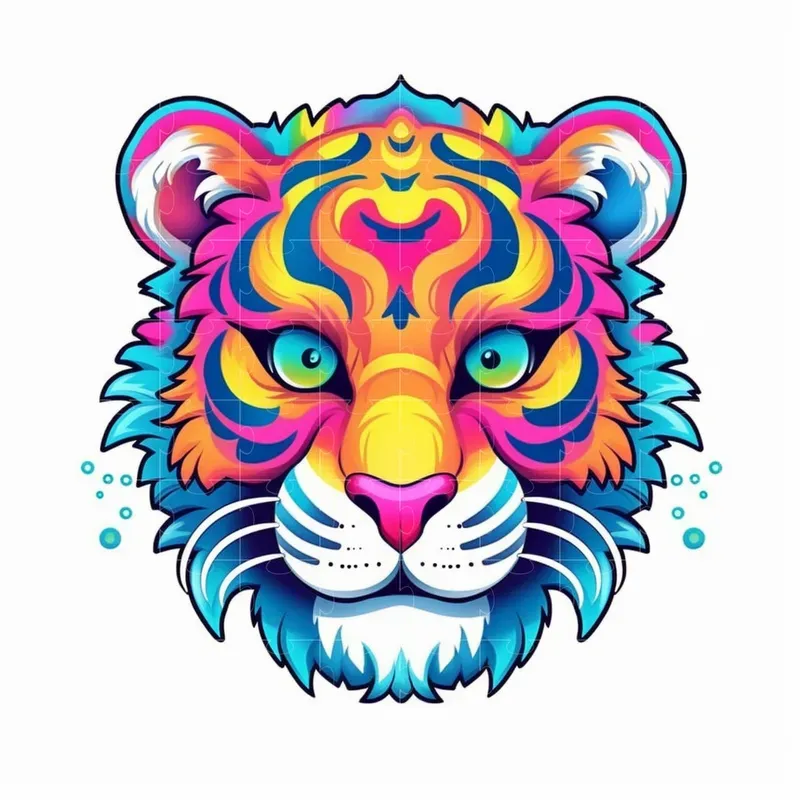 Stylized Lisa Frank Animal Illustrations