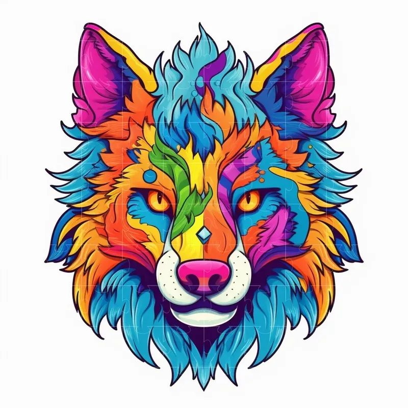 Stylized Lisa Frank Animal Illustrations