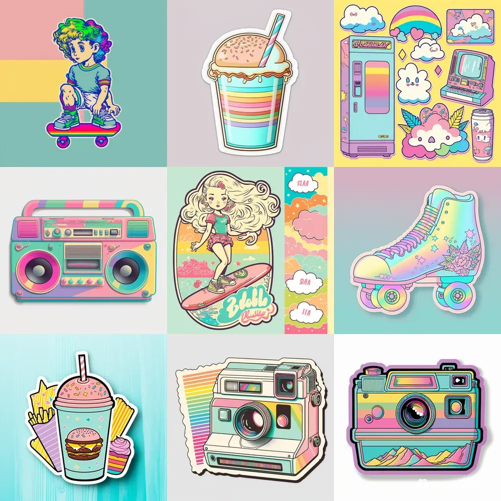 Retro Colorful Stickers