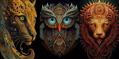 Shamanic Visionary Art Animal Faces generated by midjourney