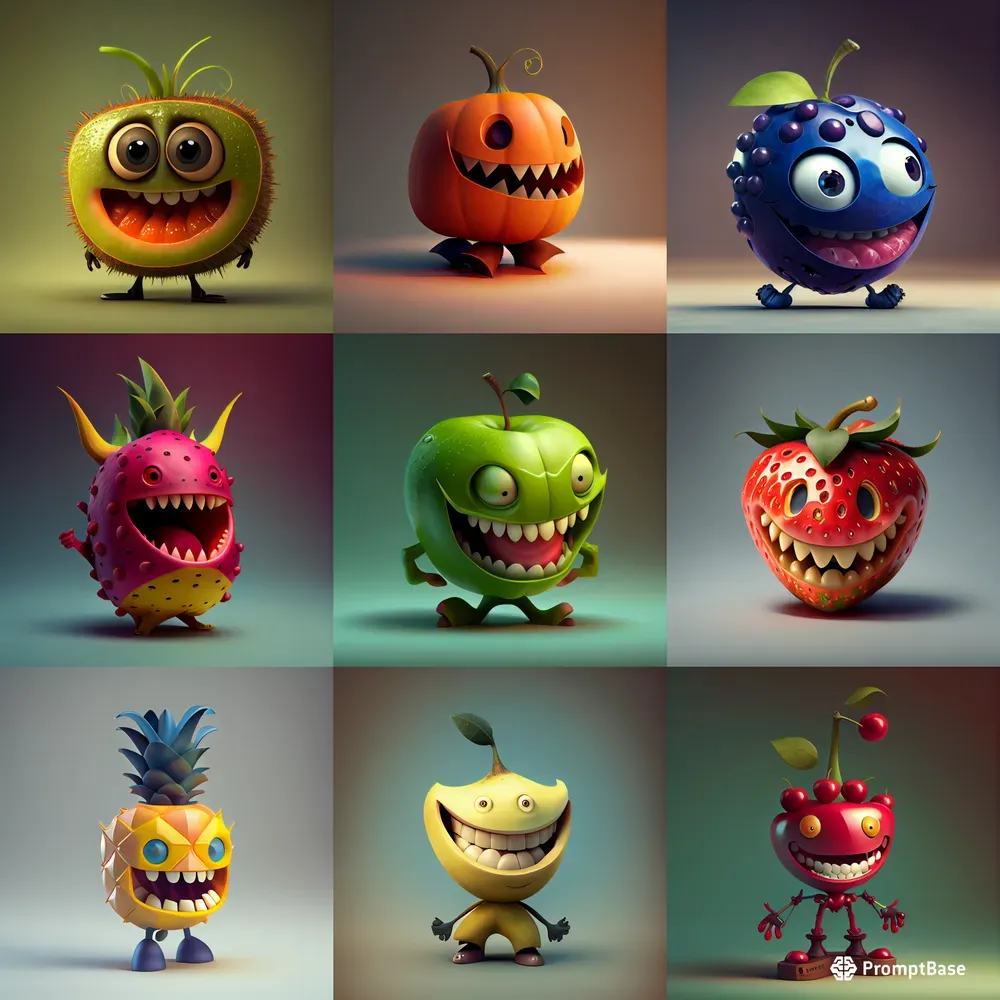 Crazy Fruit Character Illustrations