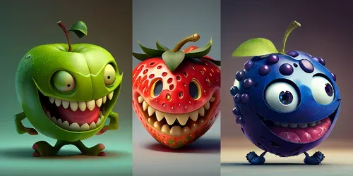 Crazy Fruit Character Illustrations generated by midjourney