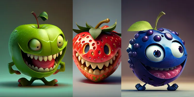 Crazy Fruit Character Illustrations generated by undefined