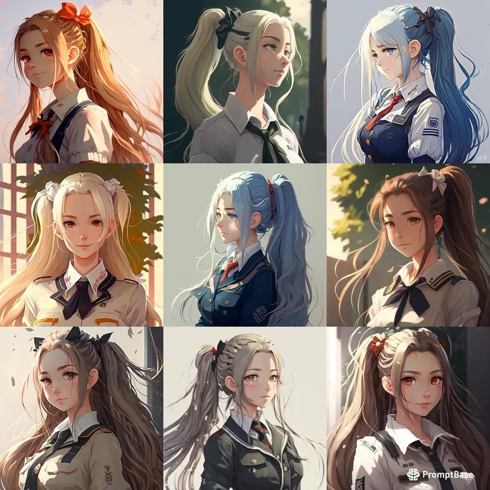 Cute Anime Girls In School Uniforms