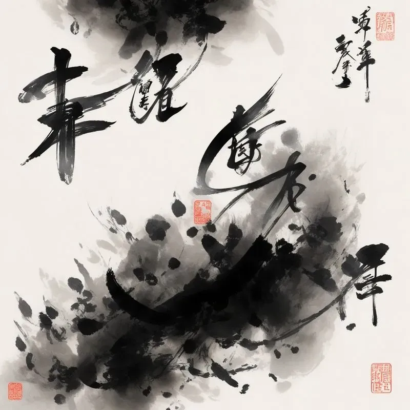 Chinese Ink Paintings With Calligraphy