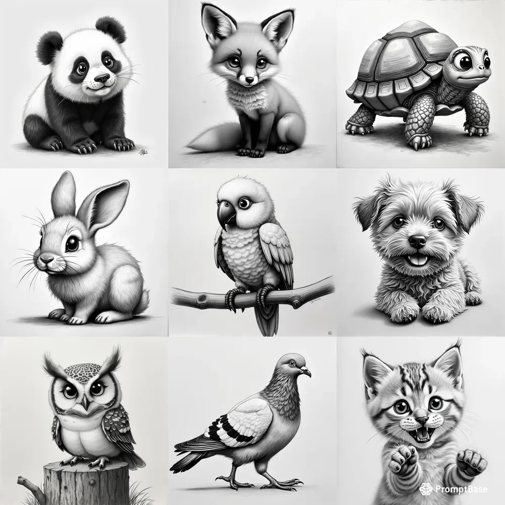 Expressive Animal Pencil Sketches