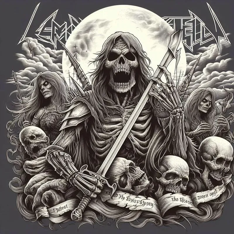 Heavy Metal Album Cover Line Art