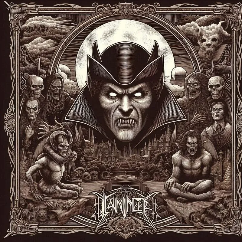 Heavy Metal Album Cover Line Art