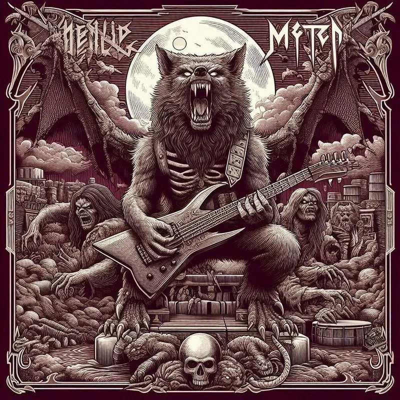 Heavy Metal Album Cover Line Art