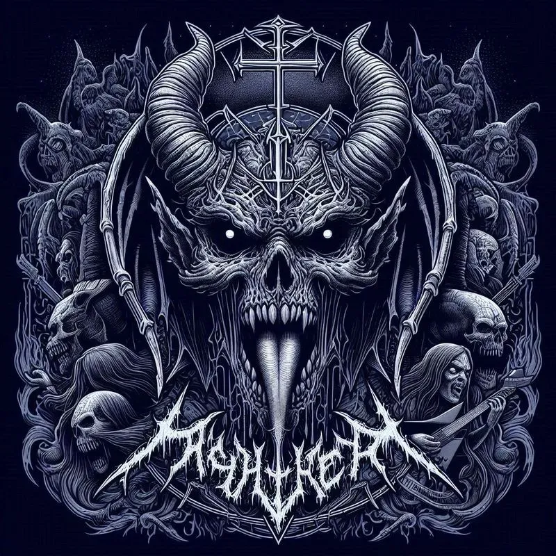 Heavy Metal Album Cover Line Art