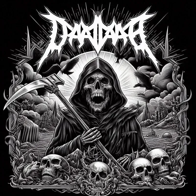 Heavy Metal Album Cover Line Art