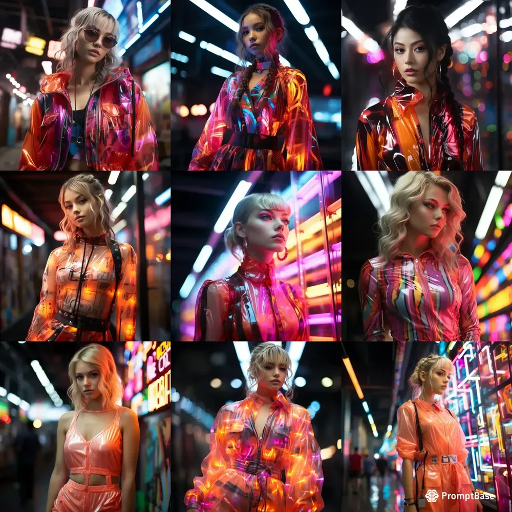 Hyperrealism Neon Fashion Girl