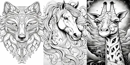 Create Coloring Books For Adults Animal generated by midjourney