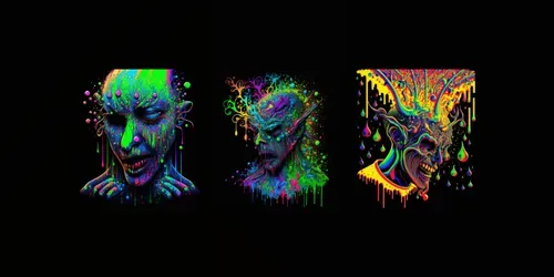 Psychedelic Multicolored Paint Splatters generated by midjourney