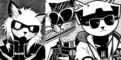 Anime Black And White Futuristic Cats generated by stable-diffusion
