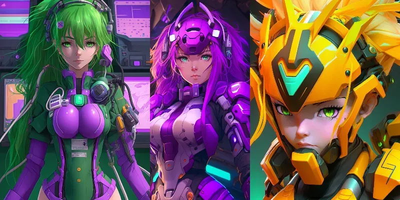 High Tech Anime Girls Game Avatars 3D generated by undefined