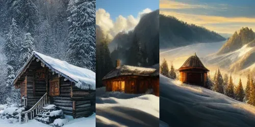 Winter Huts generated by stable-diffusion