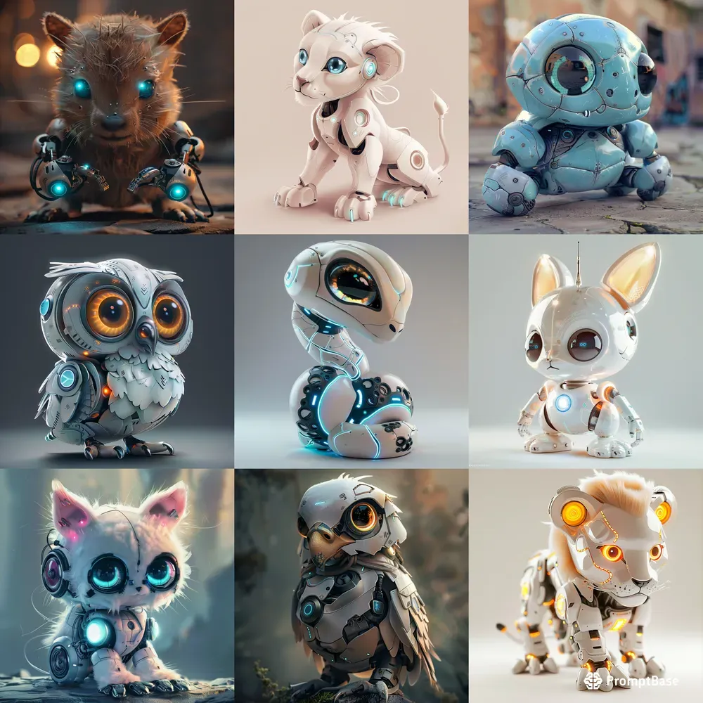 Cute Robotic Animals Stylized And Friends