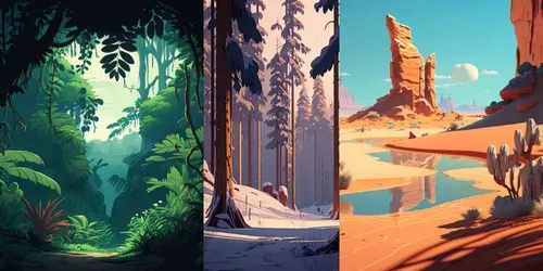 Pixar Style Landscapes generated by midjourney