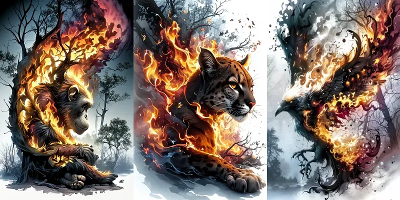 Wild Animals Of The Burning Lands generated by undefined