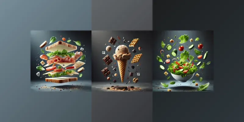 Hyperrealistic Floating Food Art generated by undefined