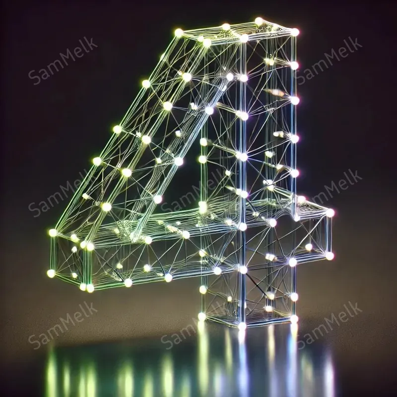Futuristic 3D Wireframe Glow Art
