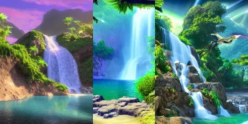Waterfalls generated by promptbase