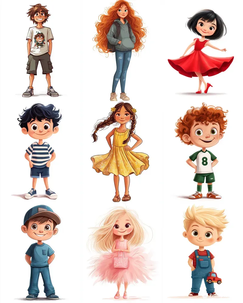Happy Character Cartoon Illustrations
