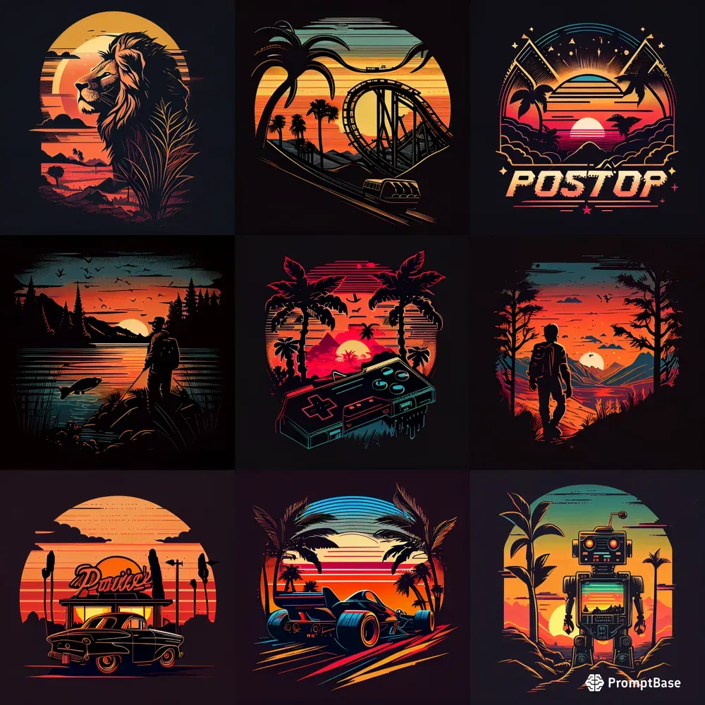 Retro Sunset T-shirt Designs