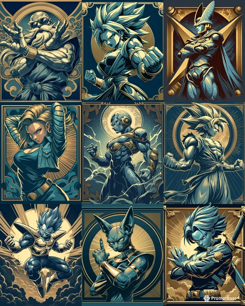 Dragon Ball Characters In Blue Style