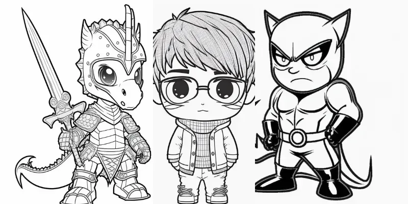 Chibi Characters Coloring Pages generated by undefined