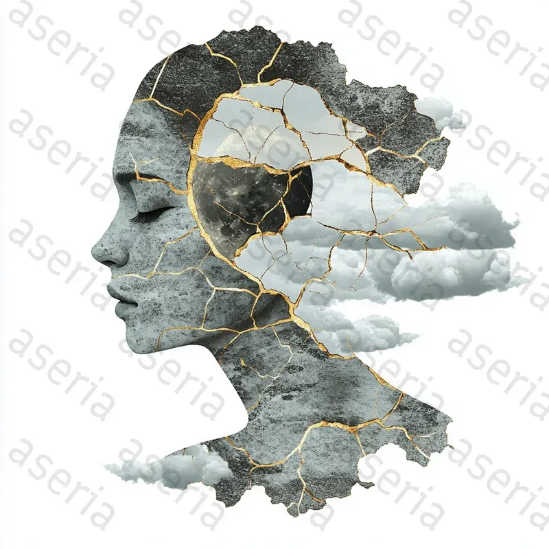 Japanese Kintsugi Clip Art On White