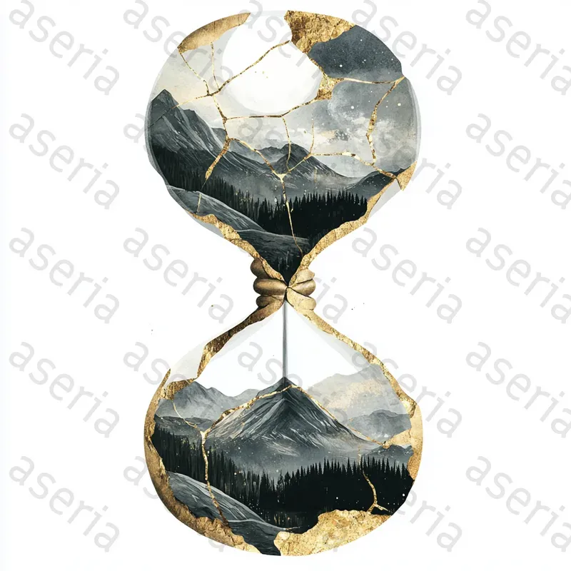 Japanese Kintsugi Clip Art On White