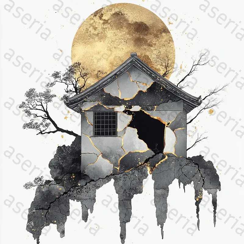 Japanese Kintsugi Clip Art On White
