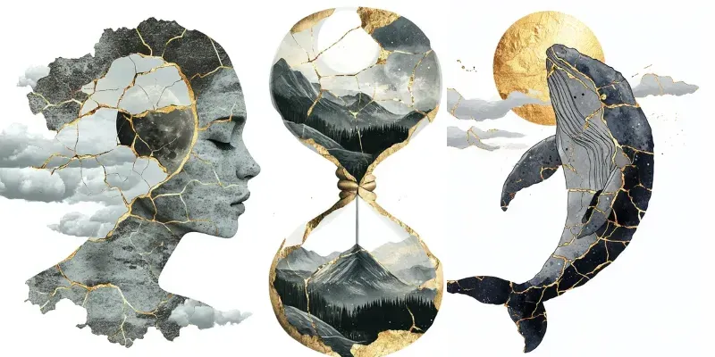 Japanese Kintsugi Clip Art On White generated by undefined