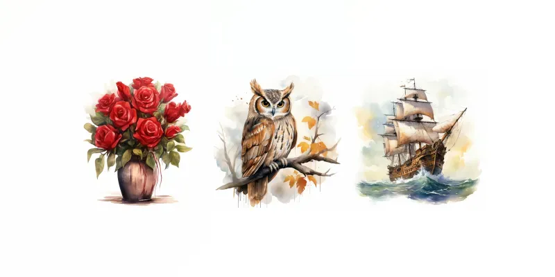 Drawings With Watercolor Brushes generated by undefined