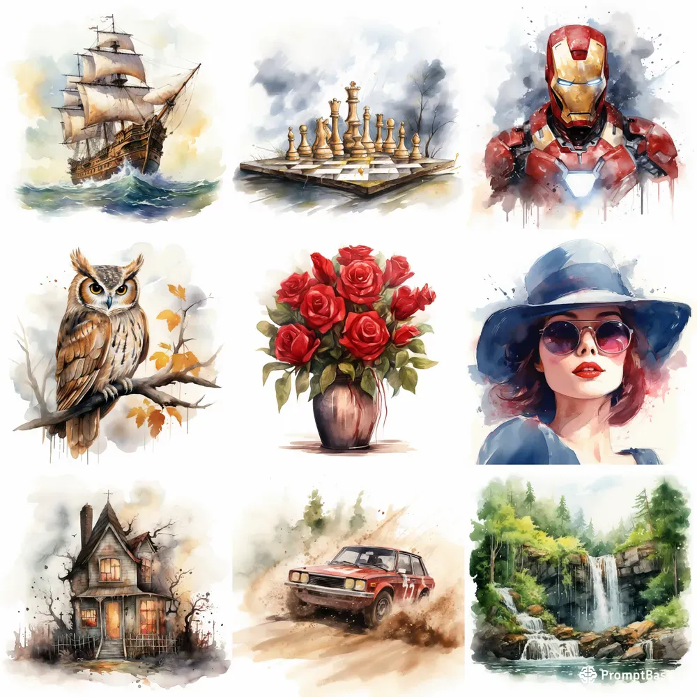 Drawings With Watercolor Brushes