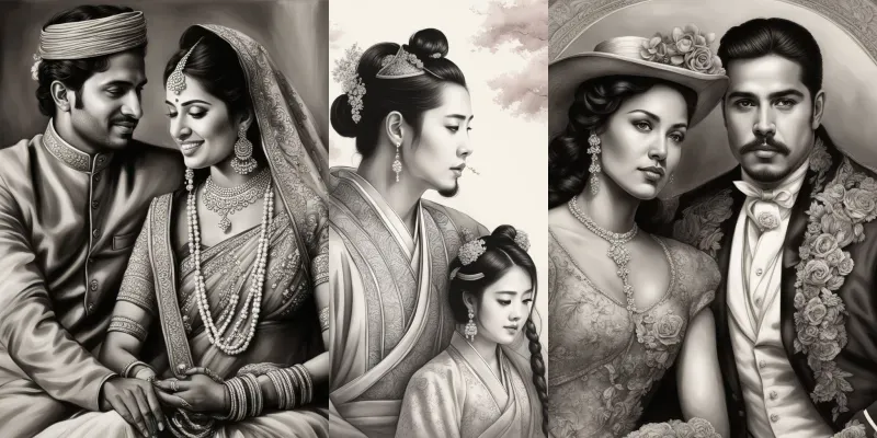 Pencil Sketches Of Cultural Splendor generated by undefined