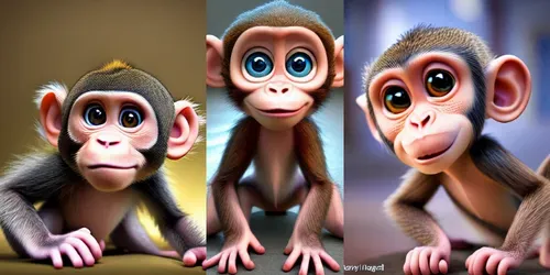 Cute Little Monkeys generated by stable-diffusion