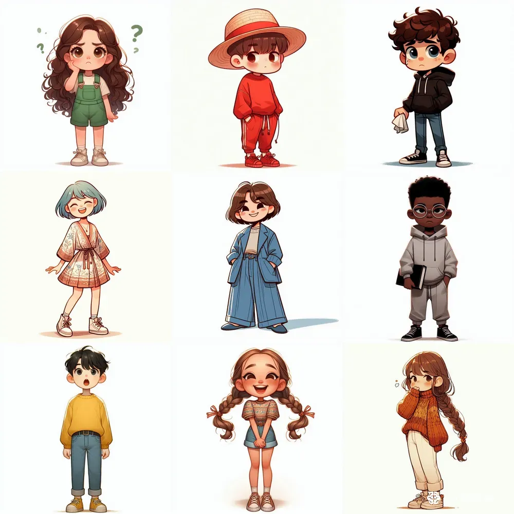 Hand-drawn Cartoon Kids Characters