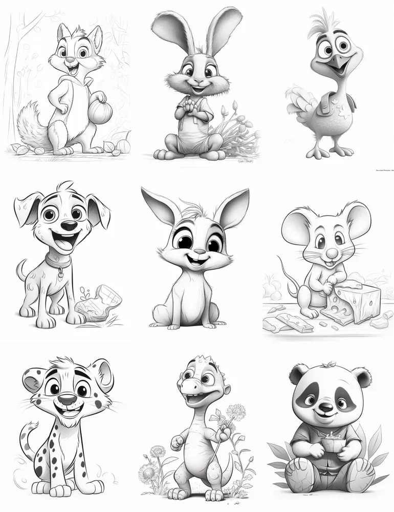 Pixar Style Coloring Pages