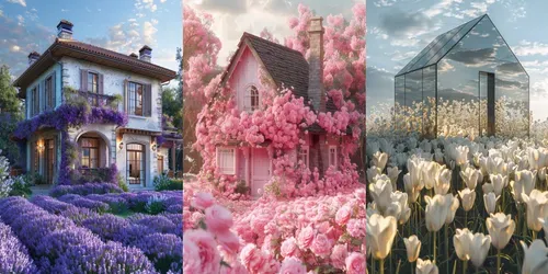 Realistic Flower Houses generated by midjourney